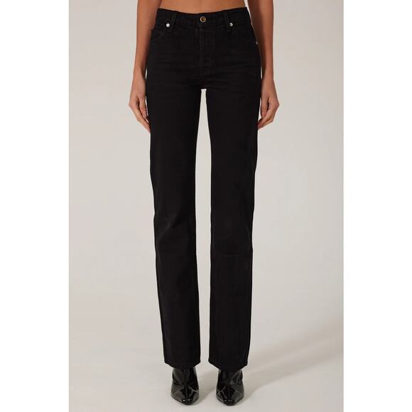 Same NWT The Perfect Jean Black Straight Leg Mid Rise Size 25 - Picture 4 of 13